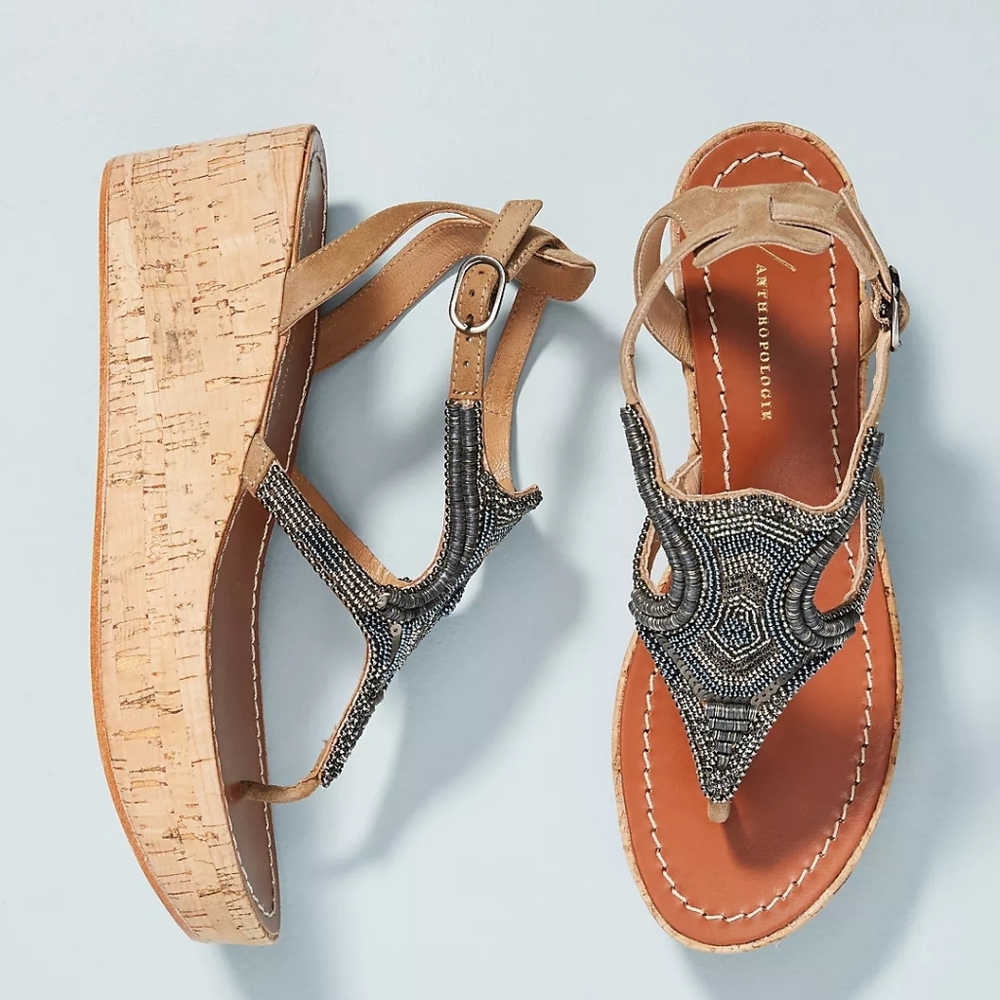 ANTHRO | $148 Jacey Beaded Platform Sandals